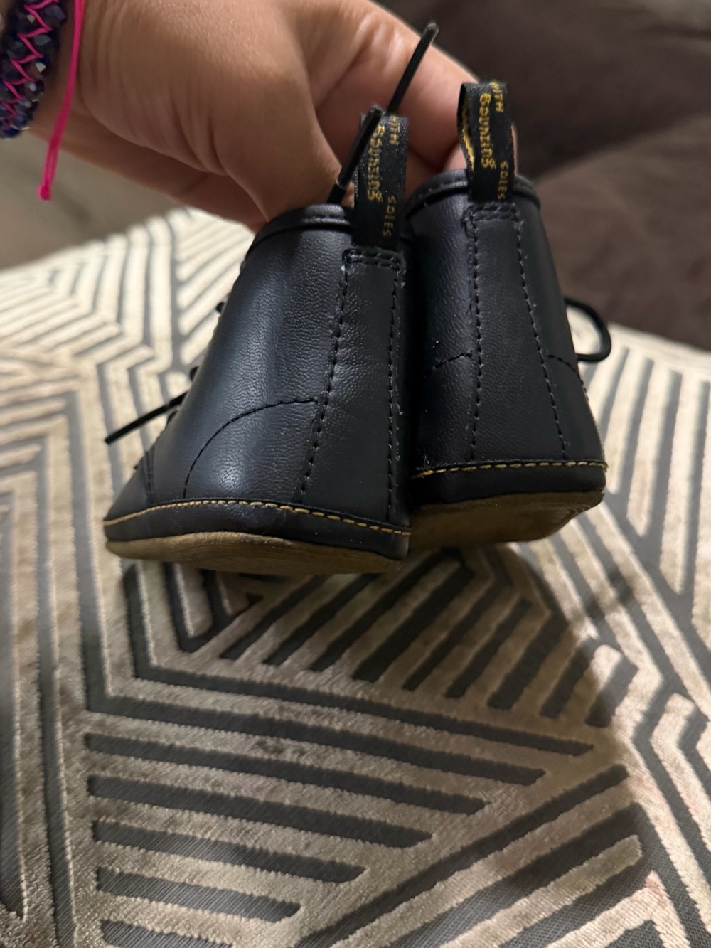 Dr. Martens Black Kids Leather Lace-Up Booties